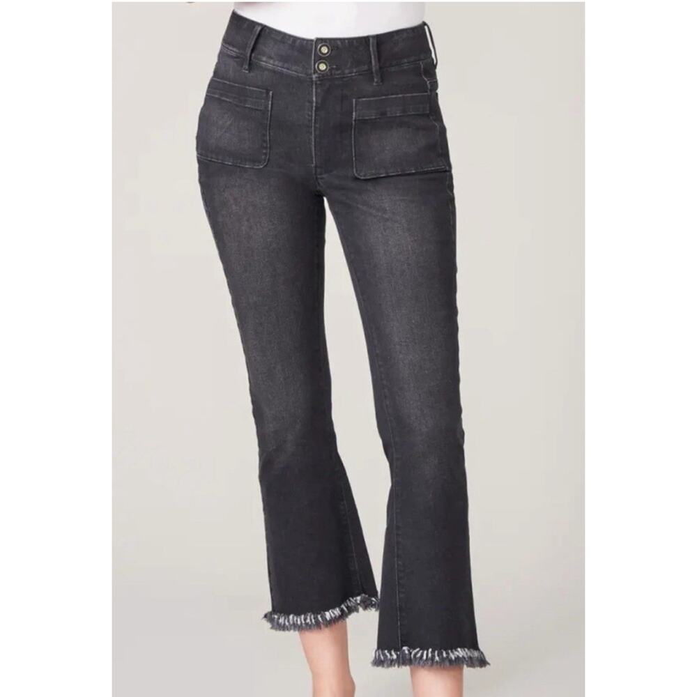 Spartina 449 Black Juliette High rise Kick Flare Jeans Sz 14
